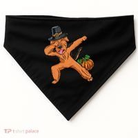 Dabbing Pilgrim Airedale Terrier Thanksgiving Meaningful Gift USA-Made Doggie Bandana thumb 0
