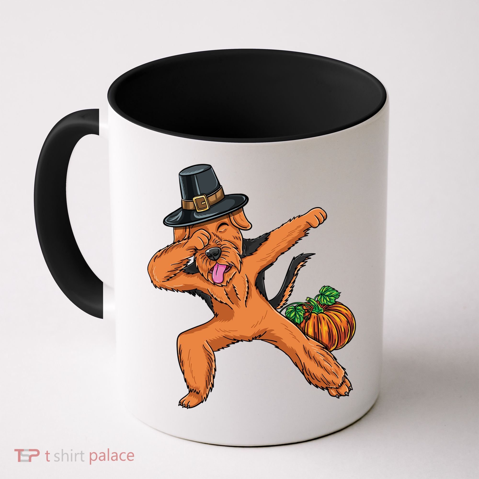 Dabbing Pilgrim Airedale Terrier Thanksgiving Meaningful Gift Coffee Mug