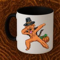 Dabbing Pilgrim Airedale Terrier Thanksgiving Meaningful Gift Coffee Mug thumb 2