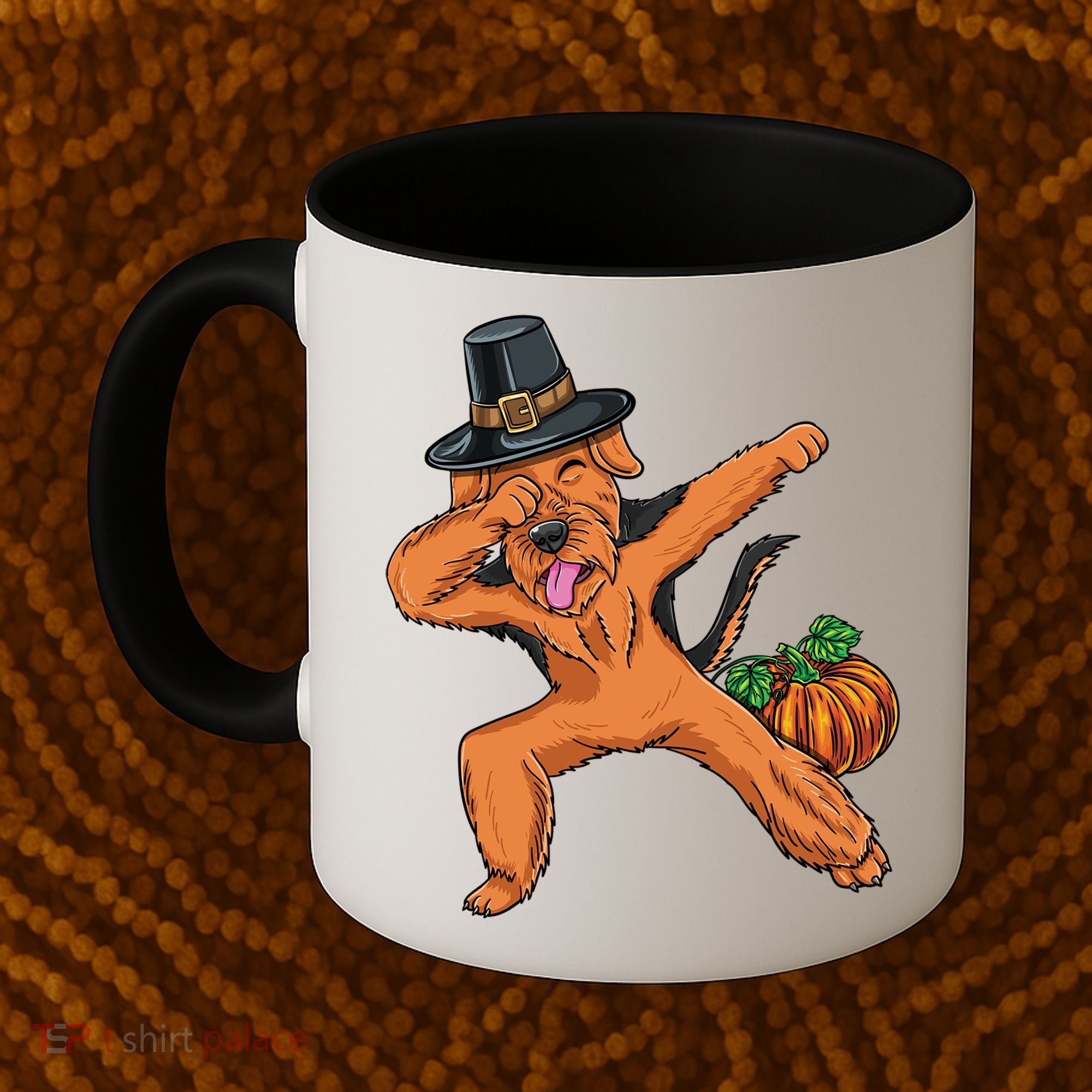 Dabbing Pilgrim Airedale Terrier Thanksgiving Meaningful Gift Coffee Mug