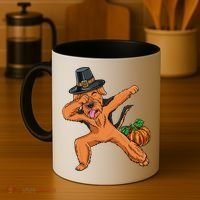 Dabbing Pilgrim Airedale Terrier Thanksgiving Meaningful Gift Coffee Mug thumb 4