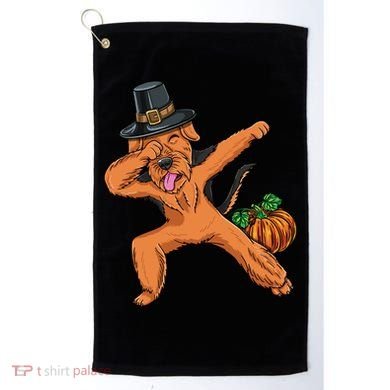 Dabbing Pilgrim Airedale Terrier Thanksgiving Meaningful Gift Golf Towel