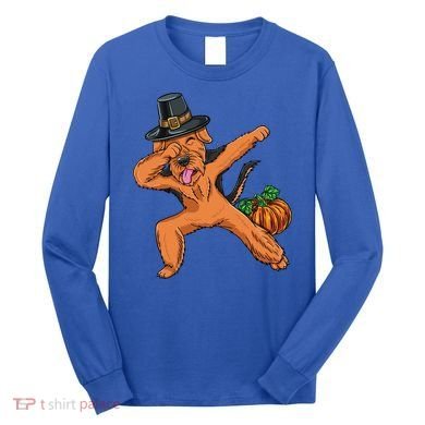 Dabbing Pilgrim Airedale Terrier Thanksgiving Meaningful Gift Long Sleeve Shirt