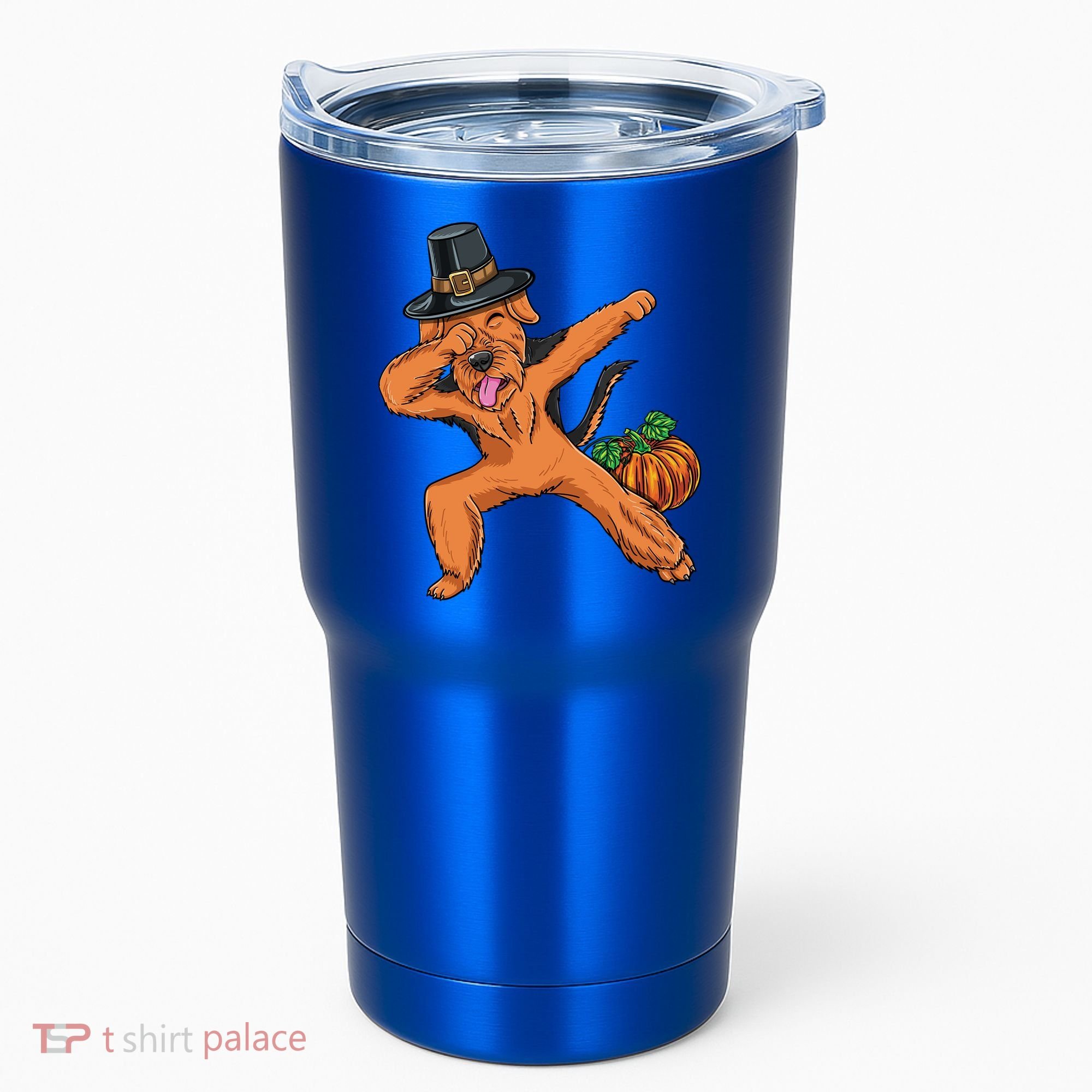 Dabbing Pilgrim Airedale Terrier Thanksgiving Meaningful Gift Tumbler