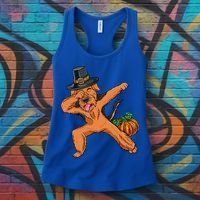 Dabbing Pilgrim Airedale Terrier Thanksgiving Meaningful Gift Women's Tank Top thumb 3