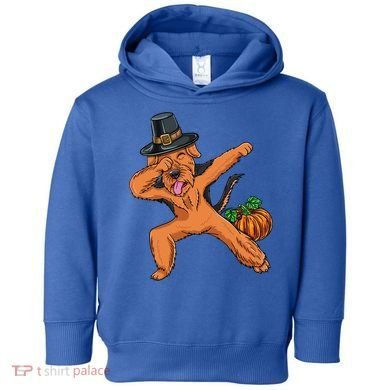 Dabbing Pilgrim Airedale Terrier Thanksgiving Meaningful Gift Toddler Hoodie
