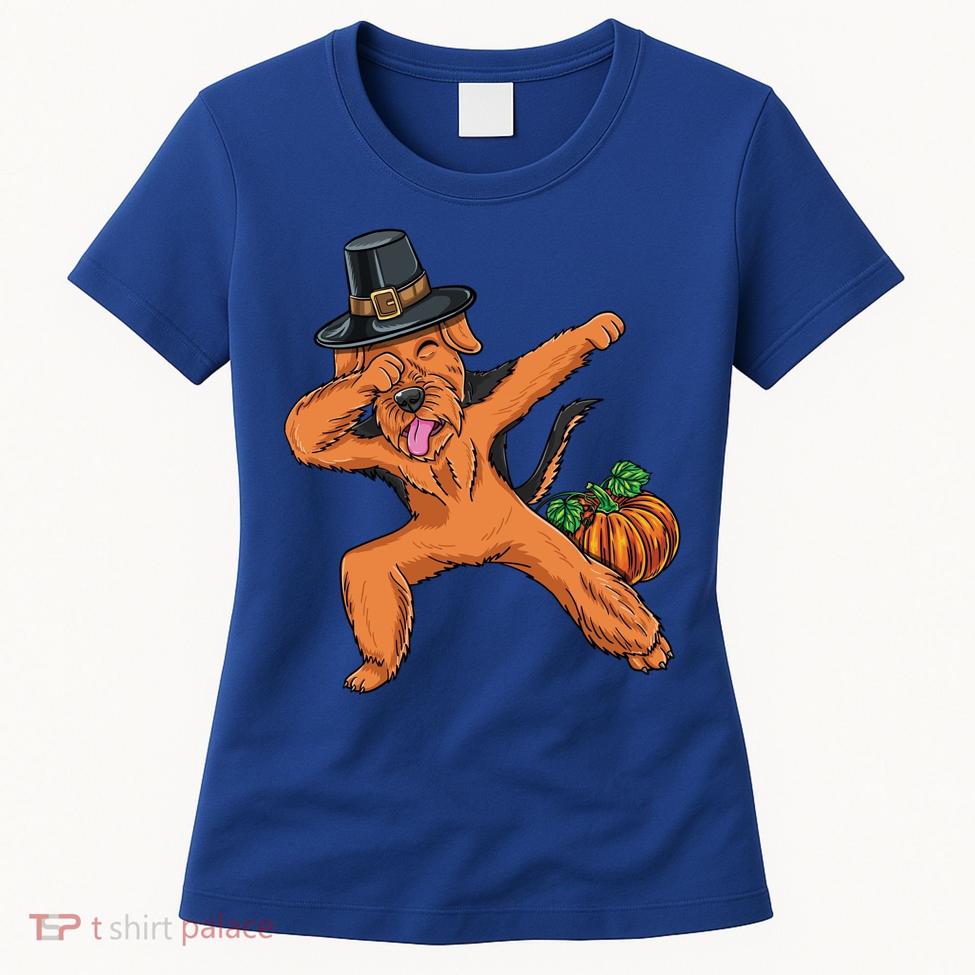 Dabbing Pilgrim Airedale Terrier Thanksgiving Meaningful Gift Women's T-Shirt