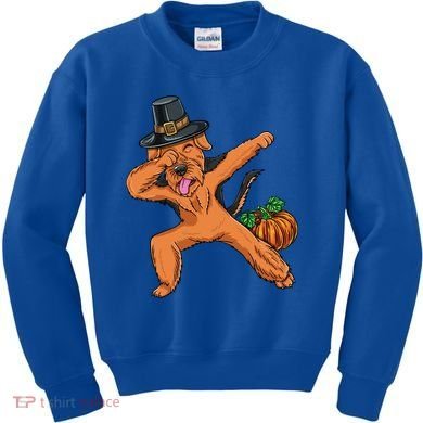 Dabbing Pilgrim Airedale Terrier Thanksgiving Meaningful Gift Kids Sweatshirt