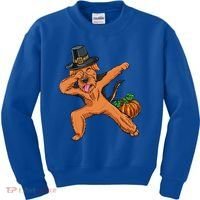 Dabbing Pilgrim Airedale Terrier Thanksgiving Meaningful Gift Kids Sweatshirt thumb 0