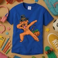 Dabbing Pilgrim Airedale Terrier Thanksgiving Meaningful Gift Kids T-Shirt thumb 3