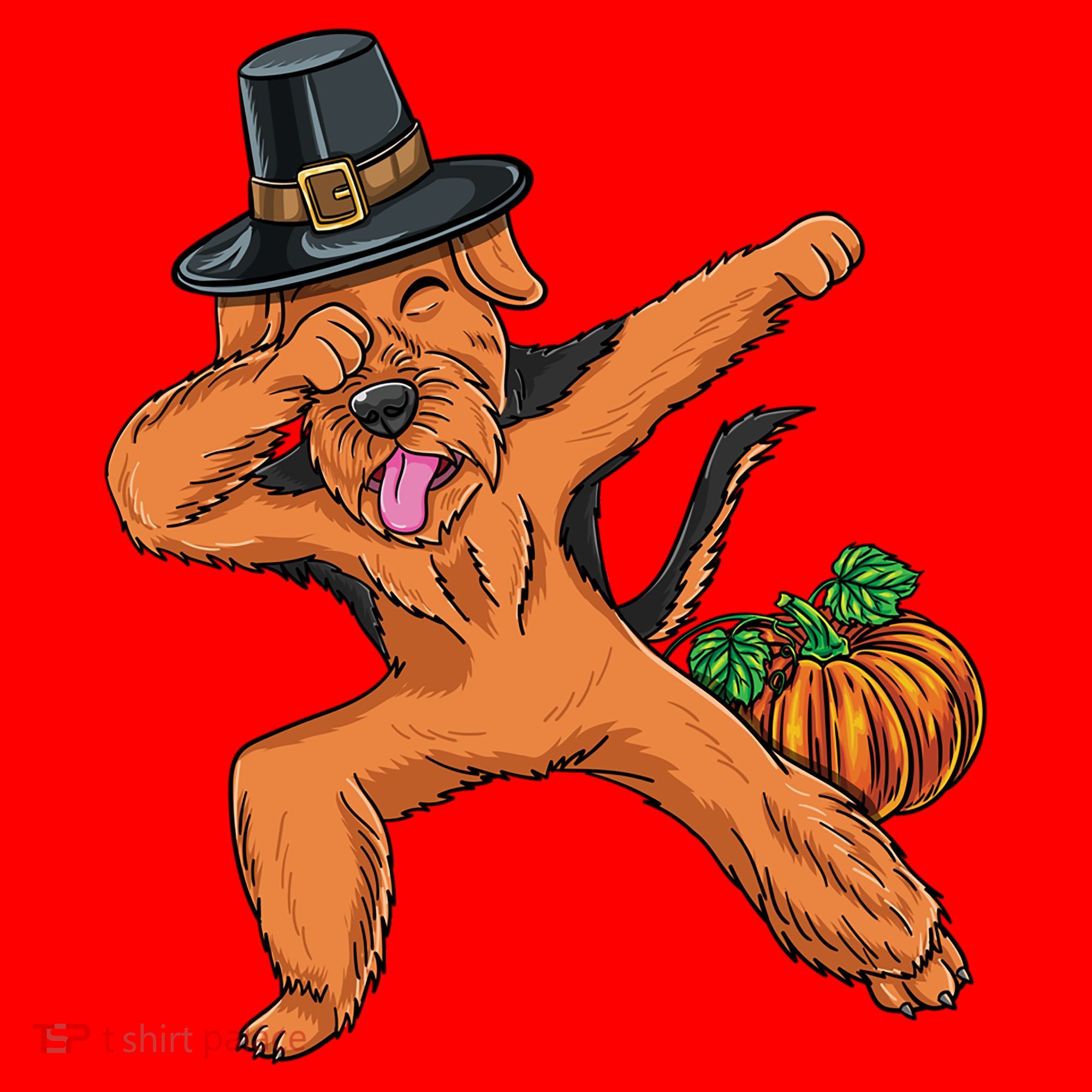 Dabbing Pilgrim Airedale Terrier Thanksgiving Meaningful Gift Santa Hat