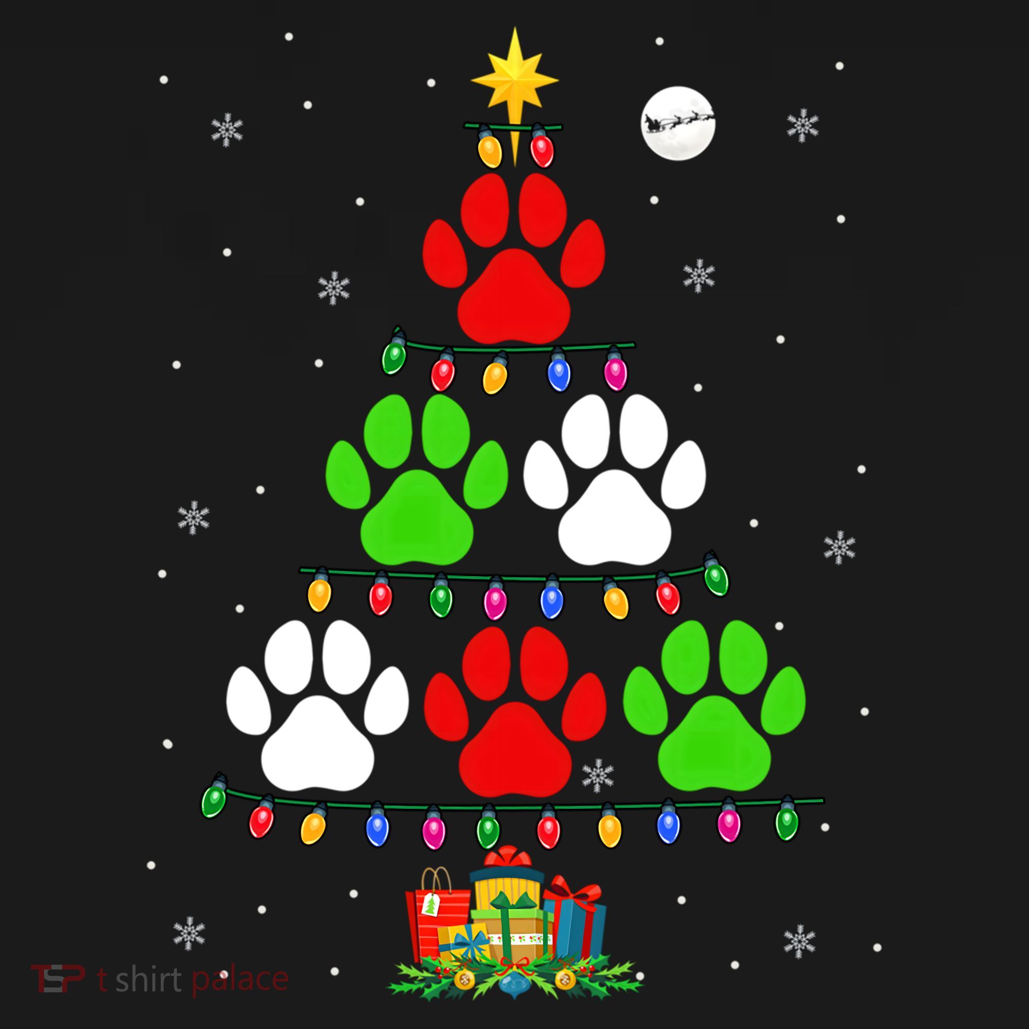 Dog Paws As Christmas Tree Matching Dog Lover Owner Family Great Gift Women's Hoodie