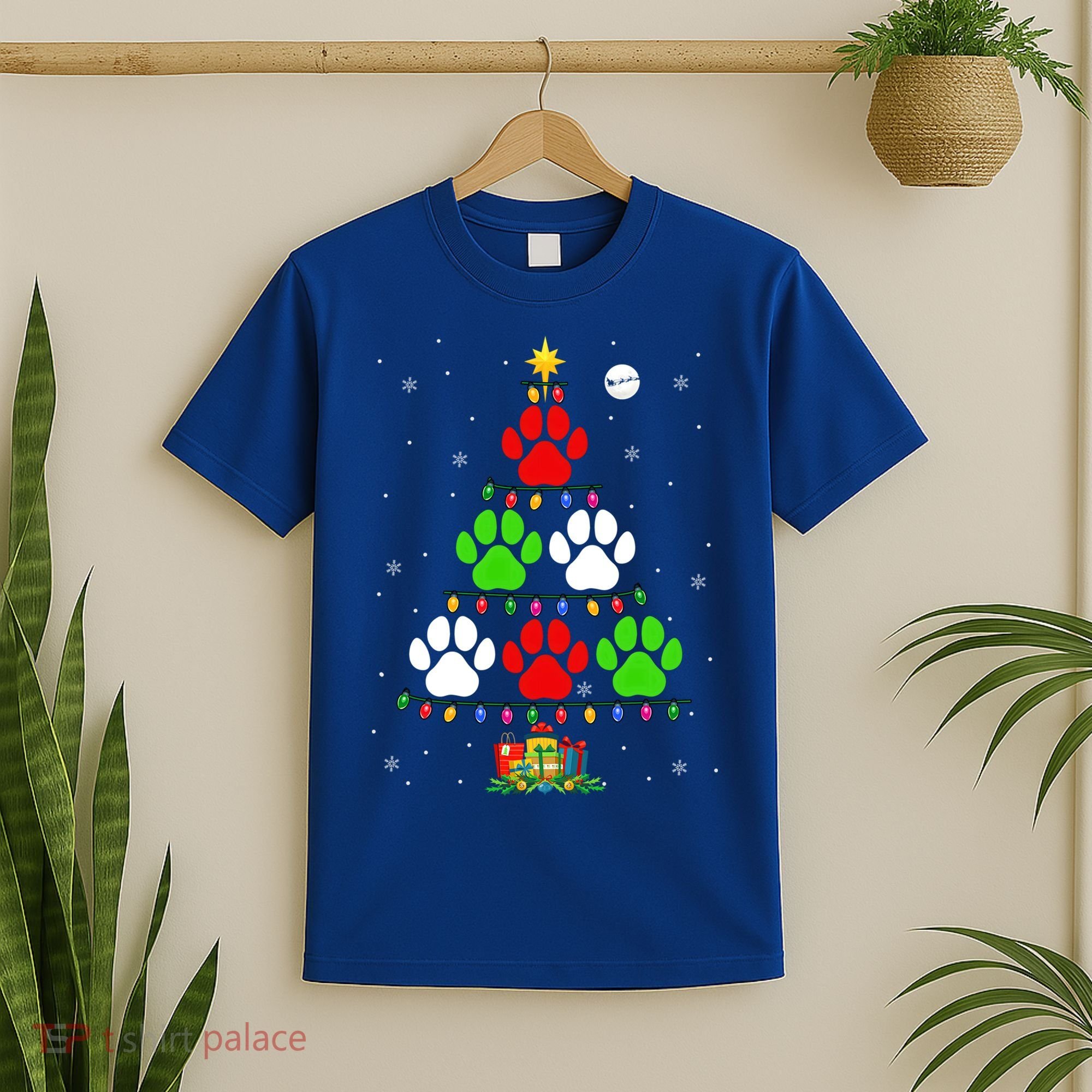Dog Paws As Christmas Tree Matching Dog Lover Owner Family Great Gift T-Shirt