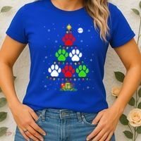 Dog Paws As Christmas Tree Matching Dog Lover Owner Family Great Gift Women's T-Shirt thumb 2