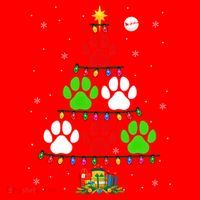 Dog Paws As Christmas Tree Matching Dog Lover Owner Family Great Gift Santa Hat thumb 1
