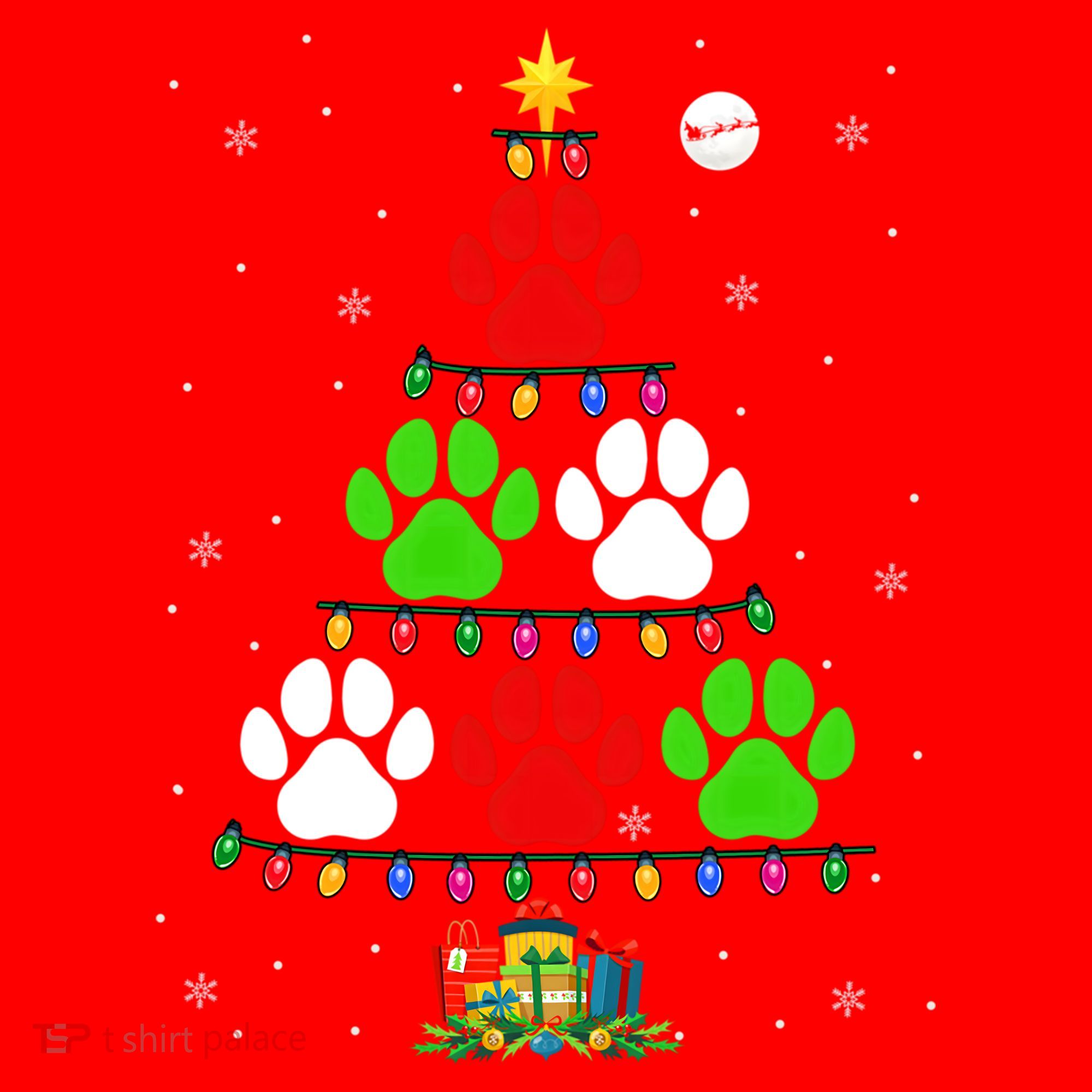 Dog Paws As Christmas Tree Matching Dog Lover Owner Family Great Gift Santa Hat