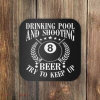 Drinking Pool And Shooting Beer Funny Billiards Gift Present Coaster thumb 0