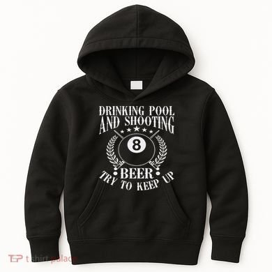 Drinking Pool And Shooting Beer Funny Billiards Gift Present Kids Hoodie