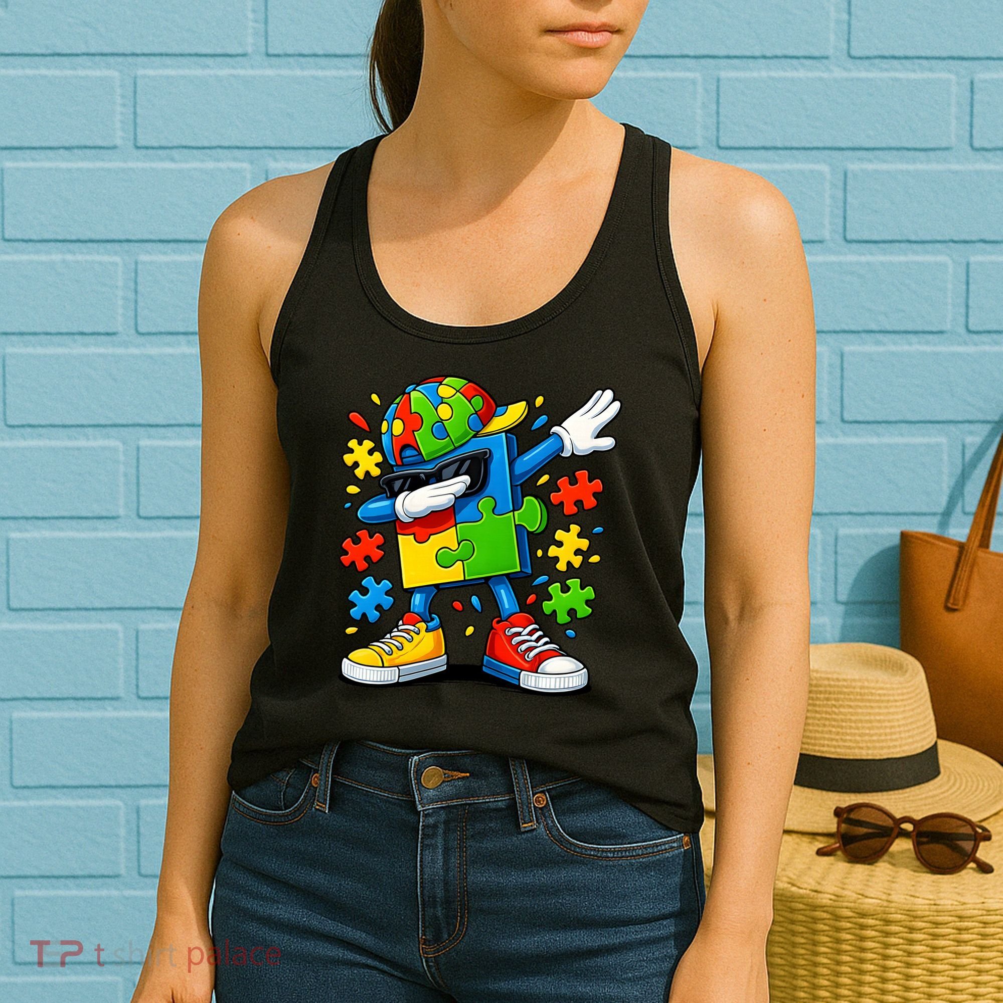 Dabbing Puzzle Autism Women's Tank Top