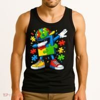 Dabbing Puzzle Autism Tank Top thumb 3