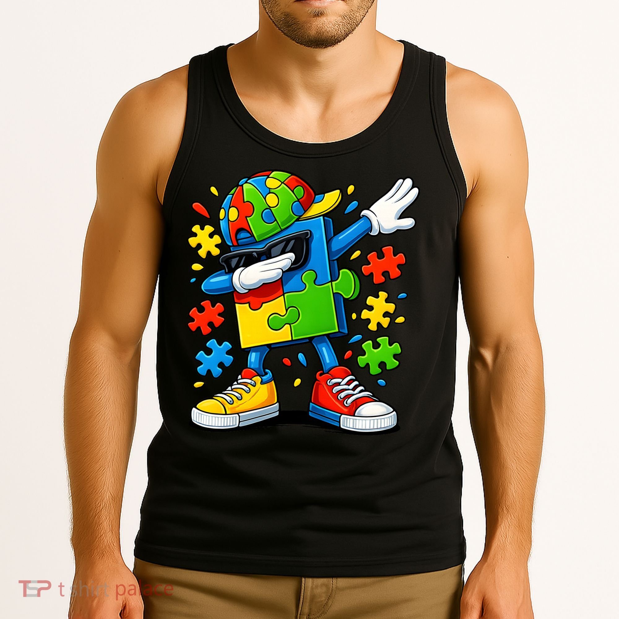 Dabbing Puzzle Autism Tank Top