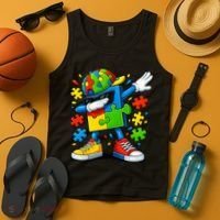 Dabbing Puzzle Autism Tank Top thumb 4