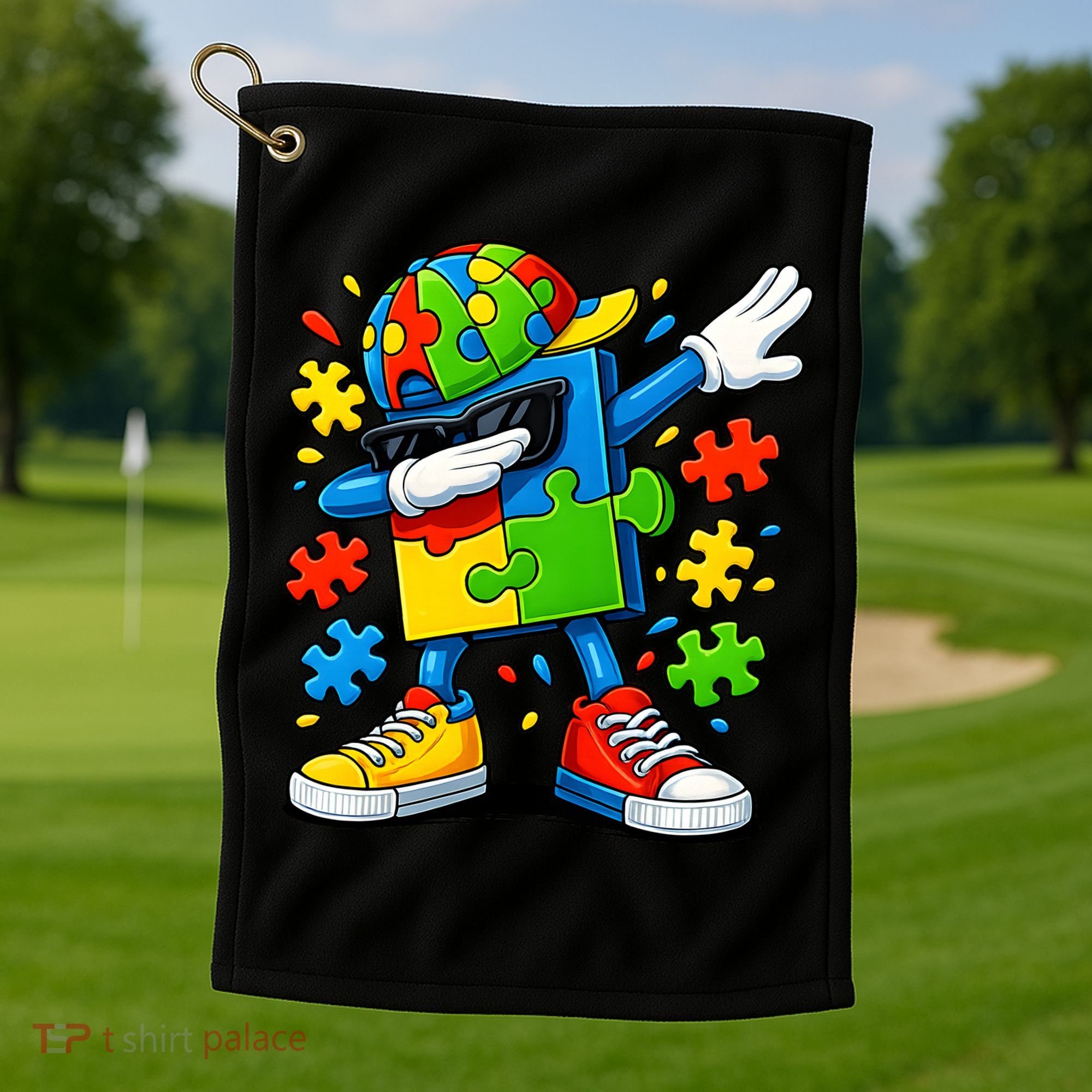 Dabbing Puzzle Autism Golf Towel