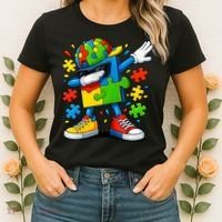Dabbing Puzzle Autism Women's T-Shirt thumb 2