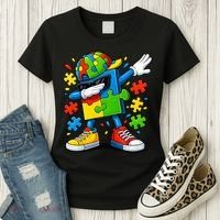 Dabbing Puzzle Autism Women's T-Shirt thumb 3