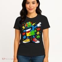 Dabbing Puzzle Autism Women's T-Shirt thumb 4