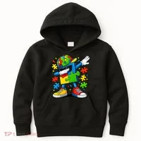 Dabbing Puzzle Autism Kids Hoodie thumb 0