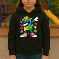 Dabbing Puzzle Autism Kids Hoodie thumb 3