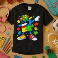 Dabbing Puzzle Autism Kids T-Shirt thumb 3