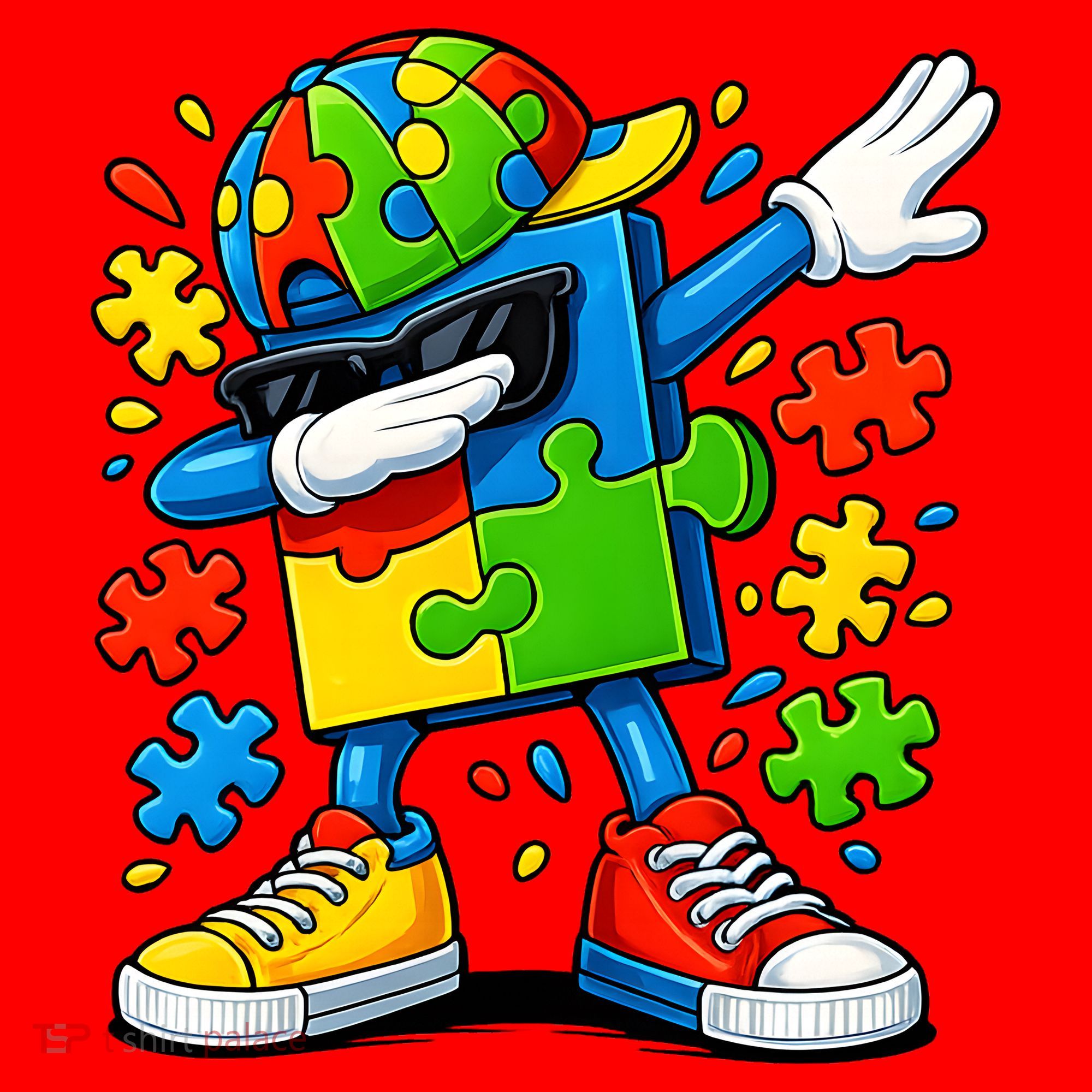 Dabbing Puzzle Autism Santa Hat