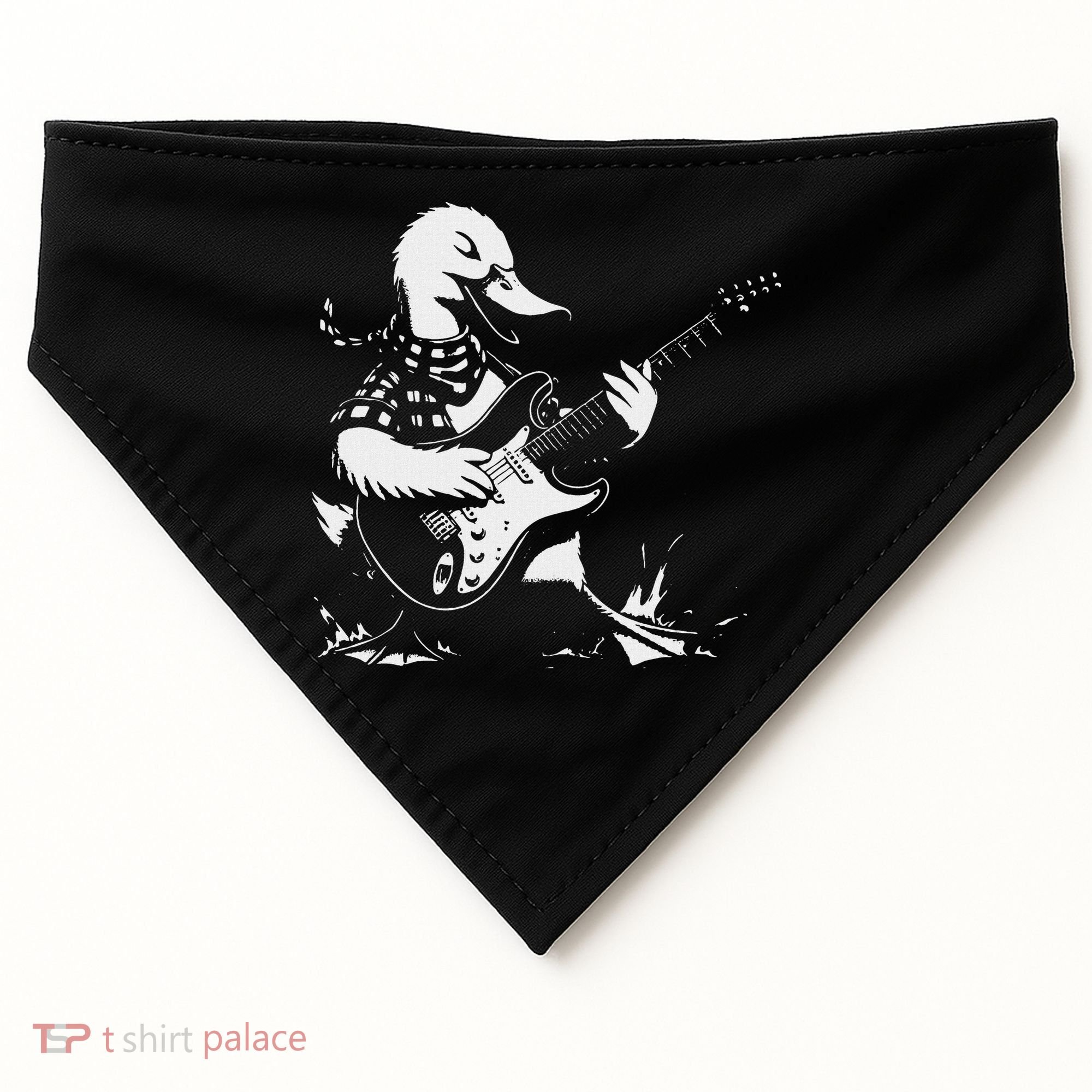 Duck Playing Bass Guitar For Animal Playing Guitar USA-Made Doggie Bandana