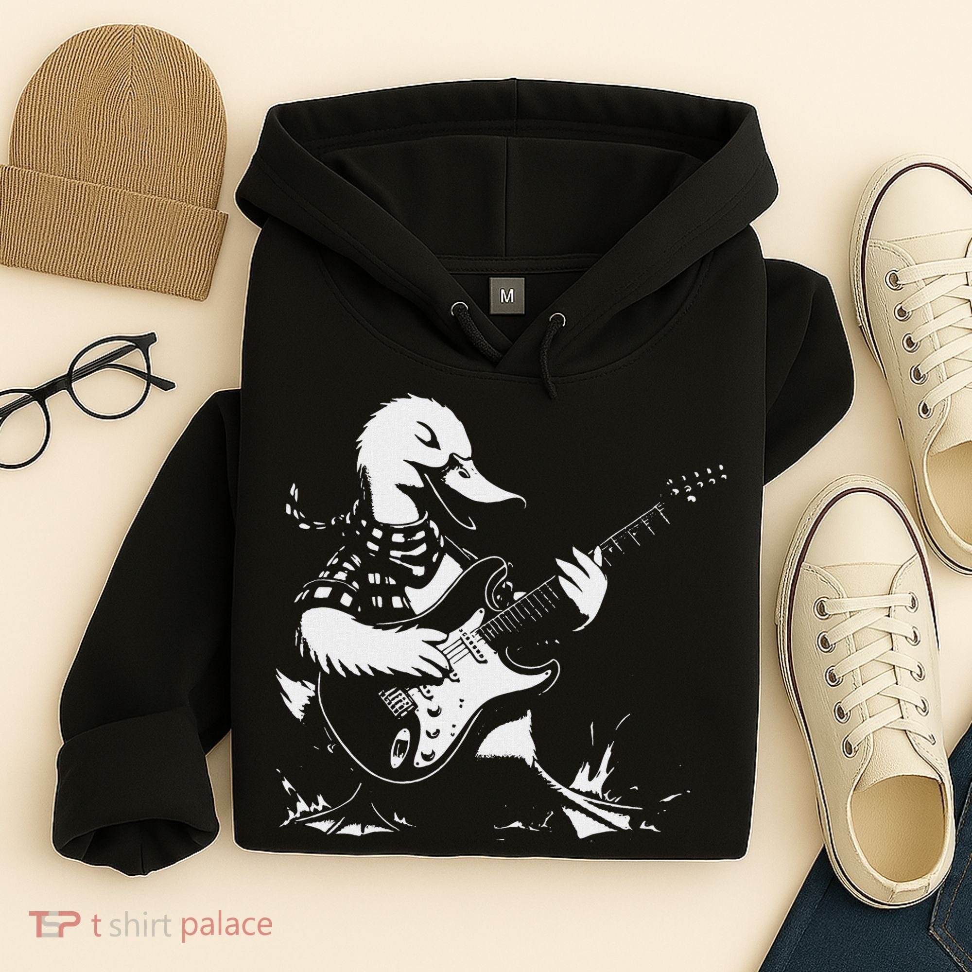 Duck Playing Bass Guitar For Animal Playing Guitar Hoodie