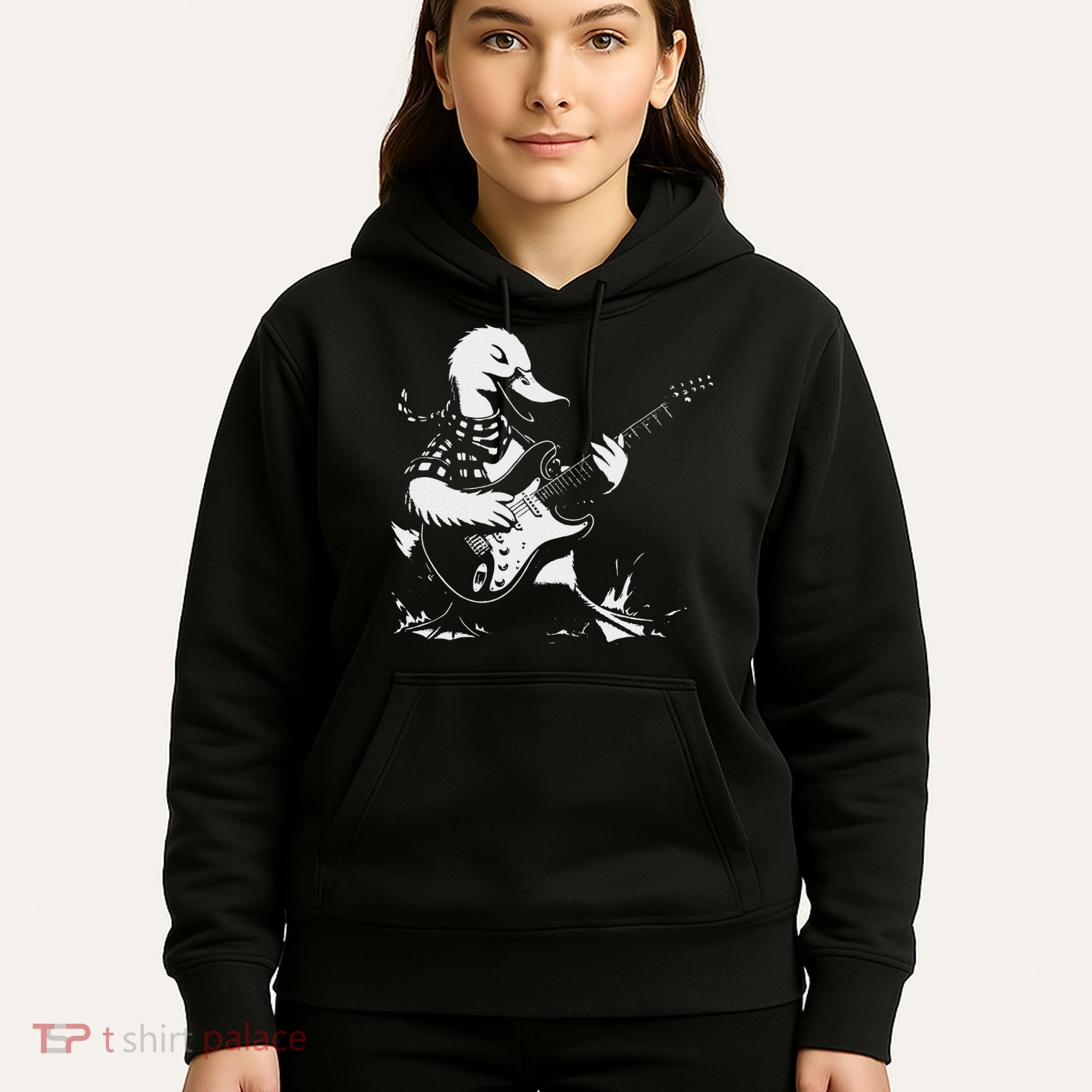Duck Playing Bass Guitar For Animal Playing Guitar Hoodie