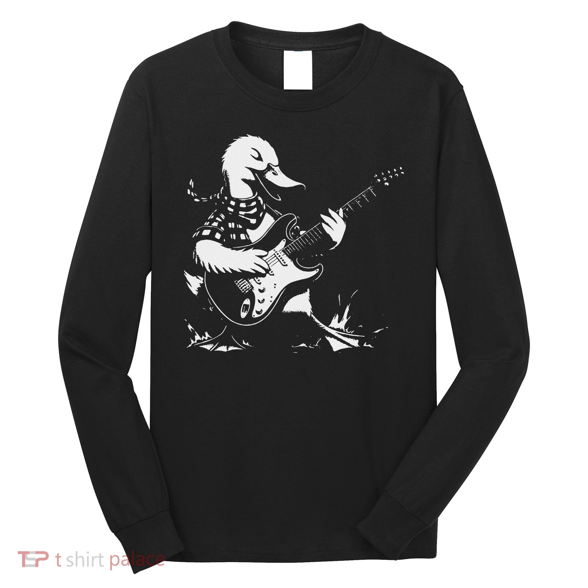 Duck Playing Bass Guitar For Animal Playing Guitar Long Sleeve Shirt