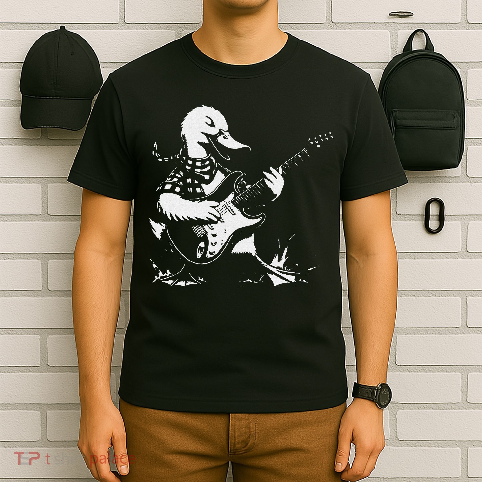 Duck Playing Bass Guitar For Animal Playing Guitar T-Shirt