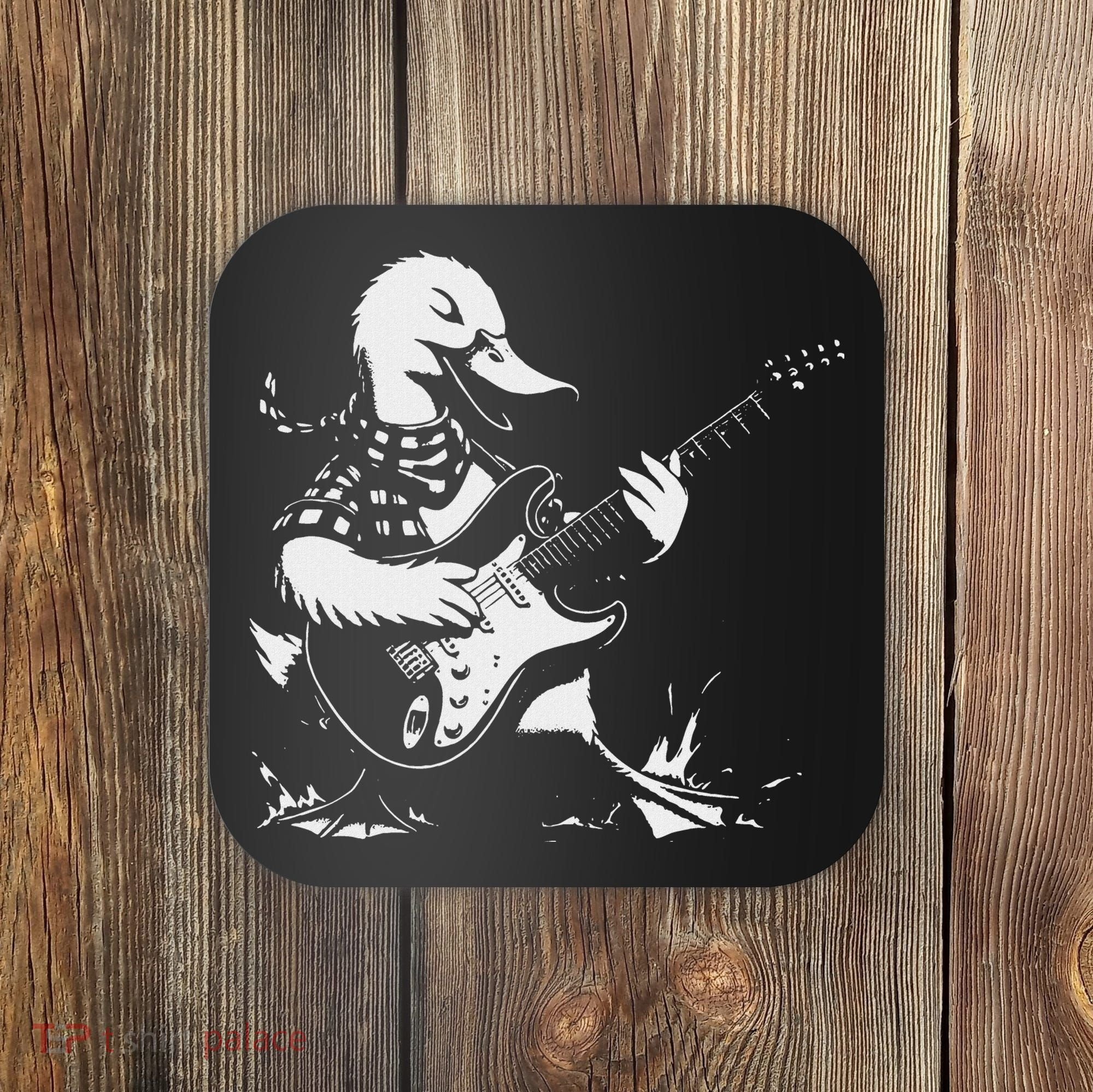 Duck Playing Bass Guitar For Animal Playing Guitar Coaster