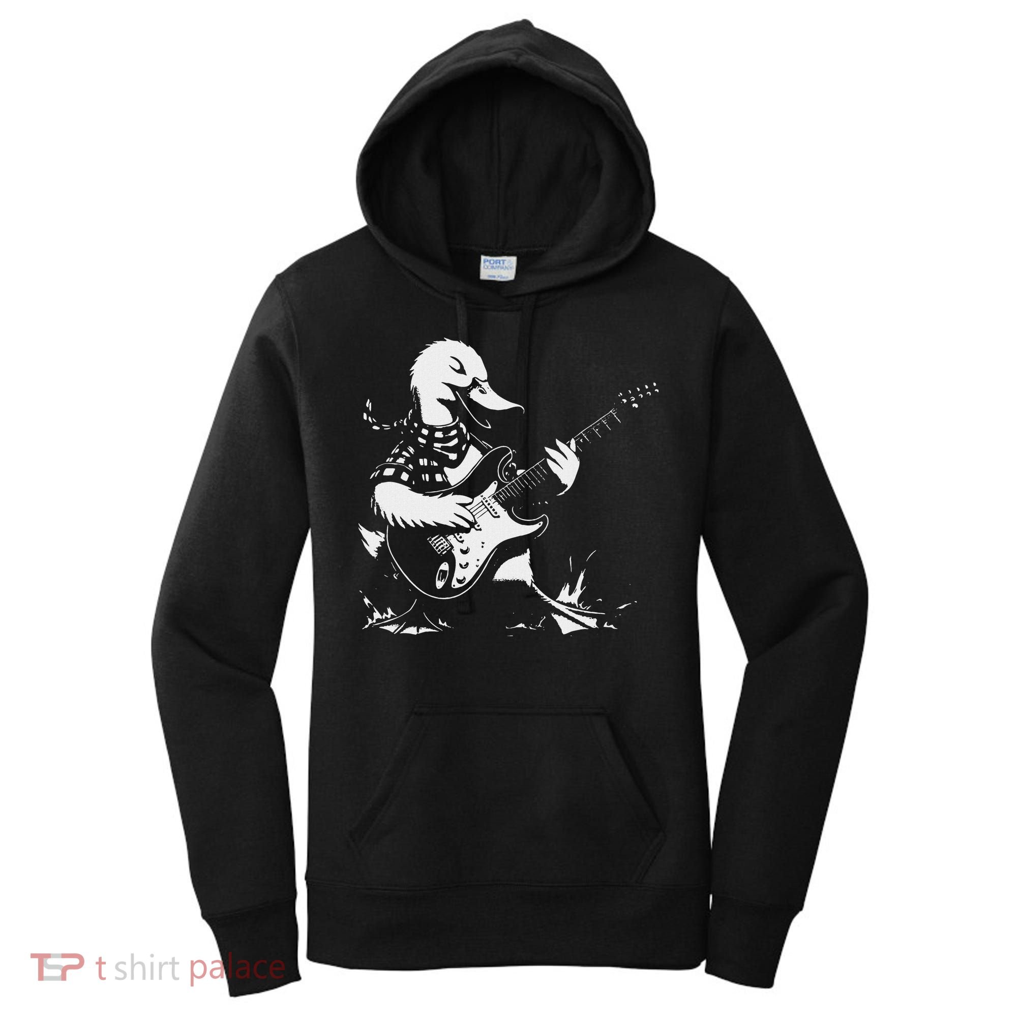 Duck Playing Bass Guitar For Animal Playing Guitar Women's Hoodie