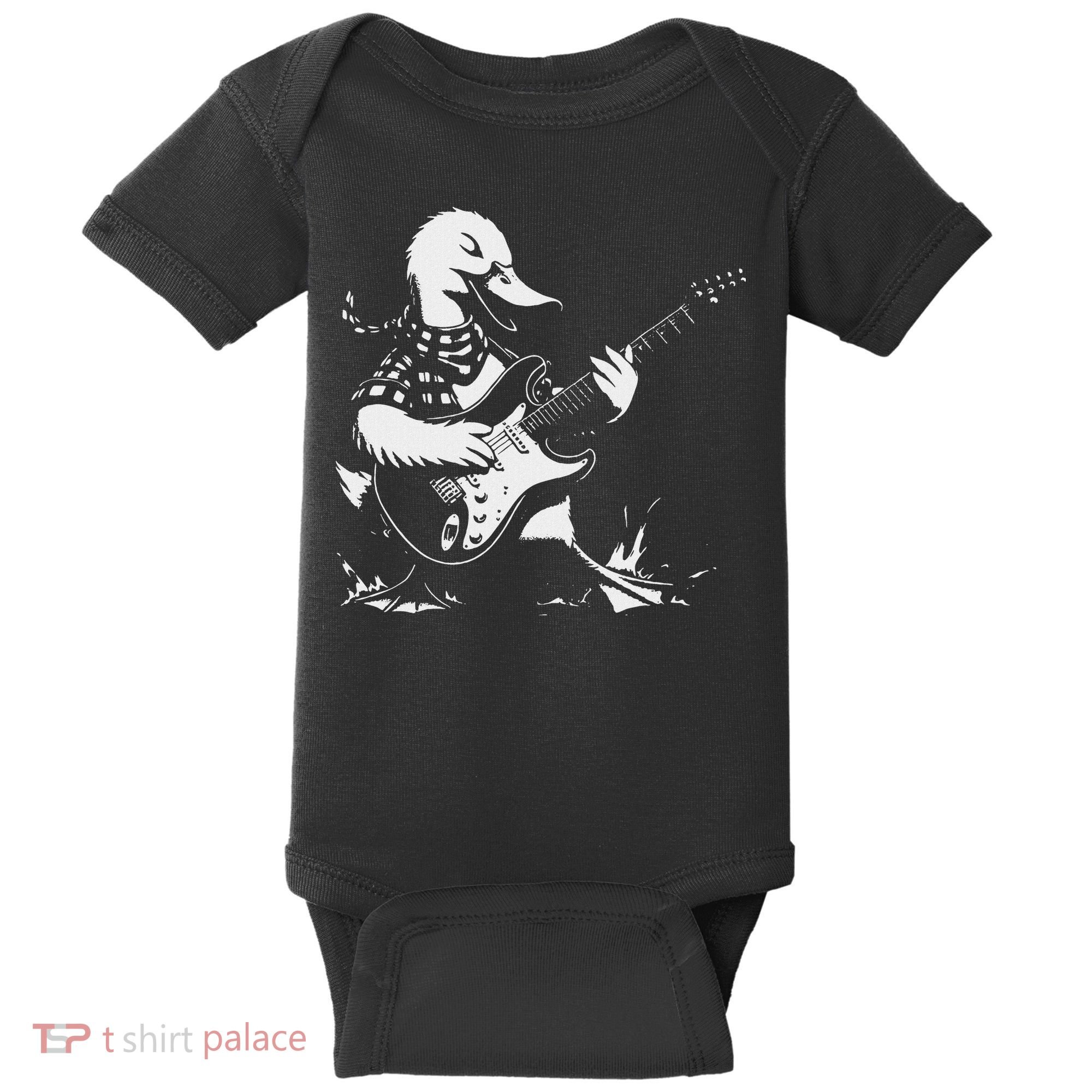 Duck Playing Bass Guitar For Animal Playing Guitar Baby Bodysuit