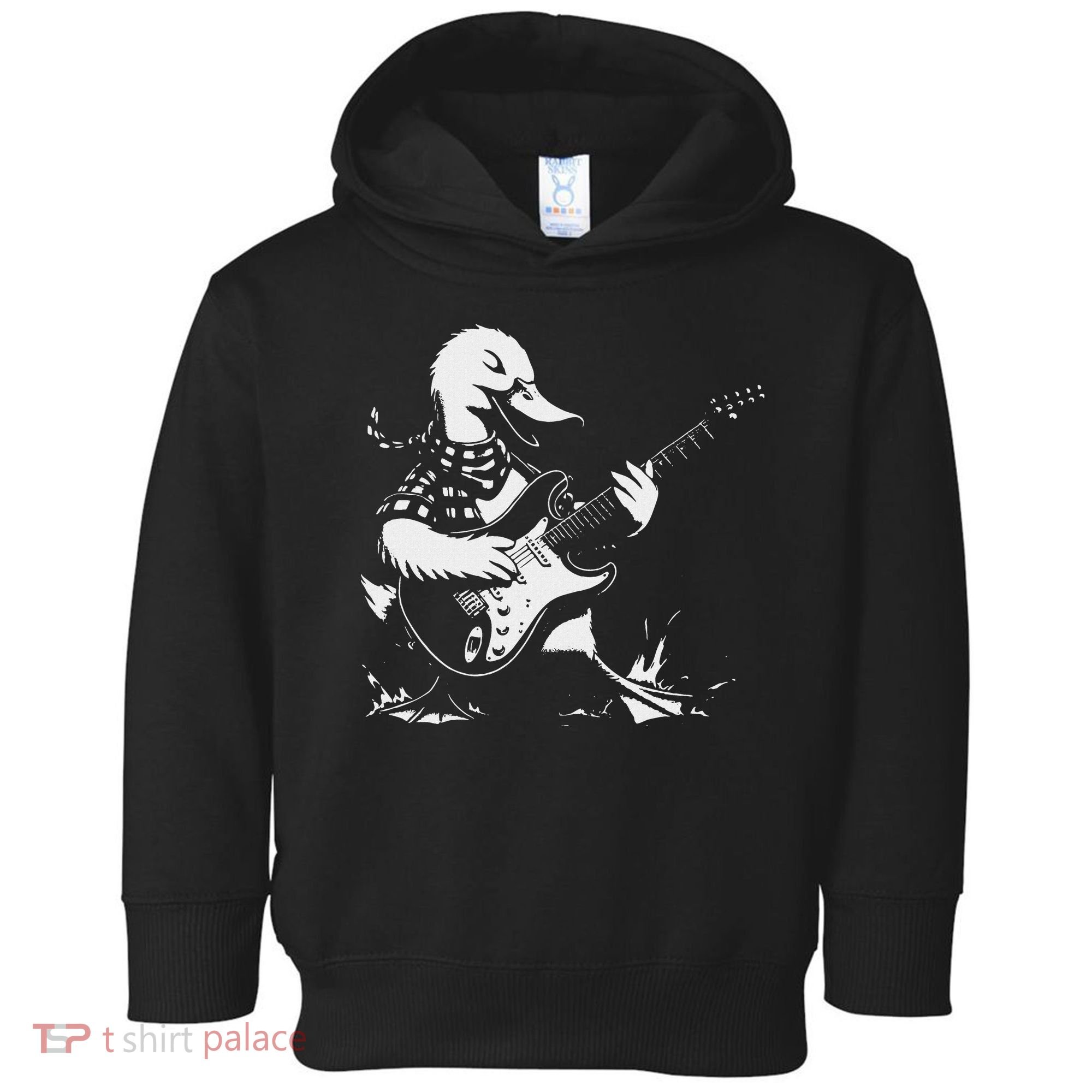 Duck Playing Bass Guitar For Animal Playing Guitar Toddler Hoodie