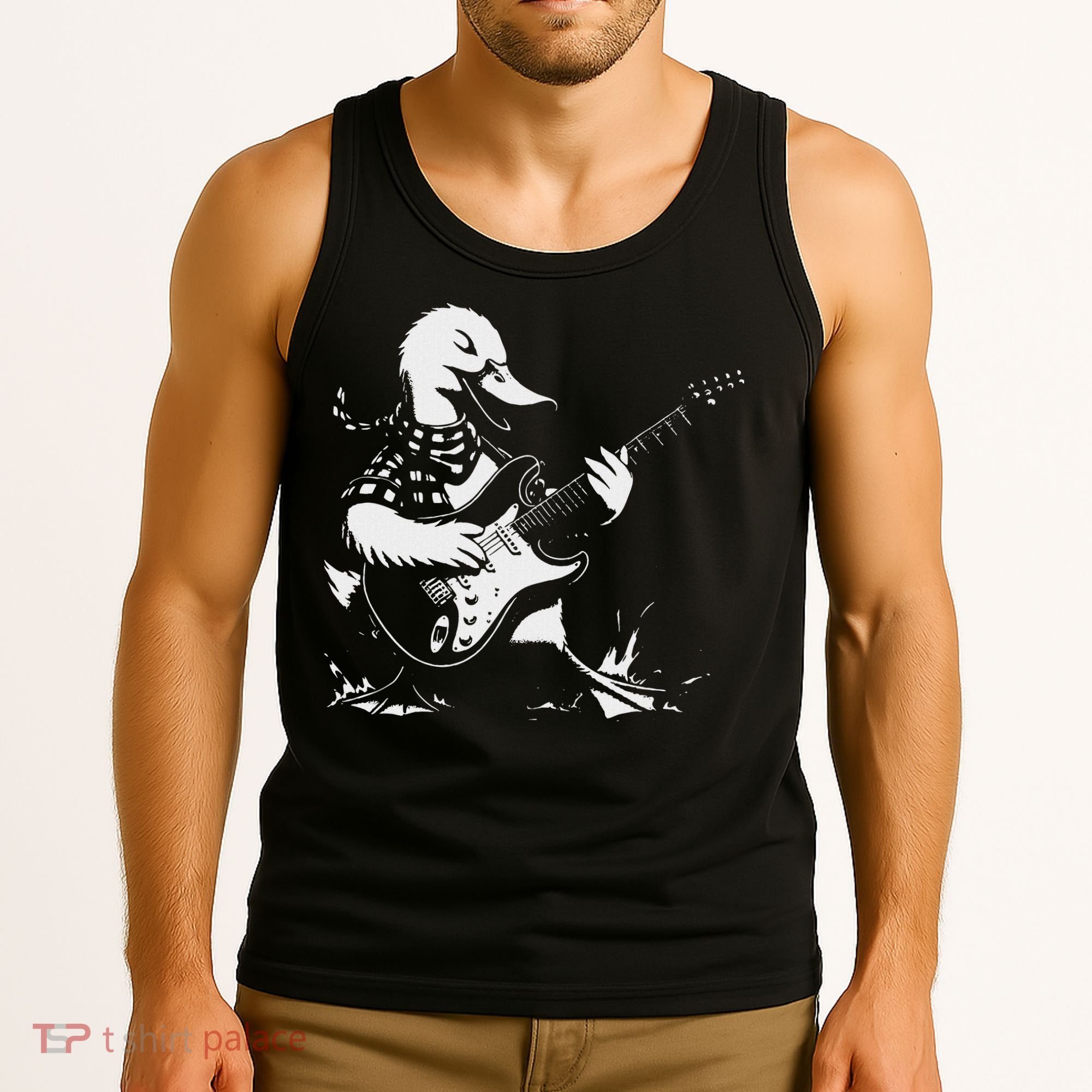 Duck Playing Bass Guitar For Animal Playing Guitar Tank Top