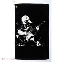 Duck Playing Bass Guitar For Animal Playing Guitar Golf Towel thumb 0