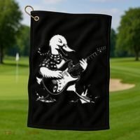 Duck Playing Bass Guitar For Animal Playing Guitar Golf Towel thumb 1