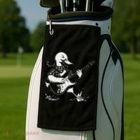 Duck Playing Bass Guitar For Animal Playing Guitar Golf Towel thumb 2