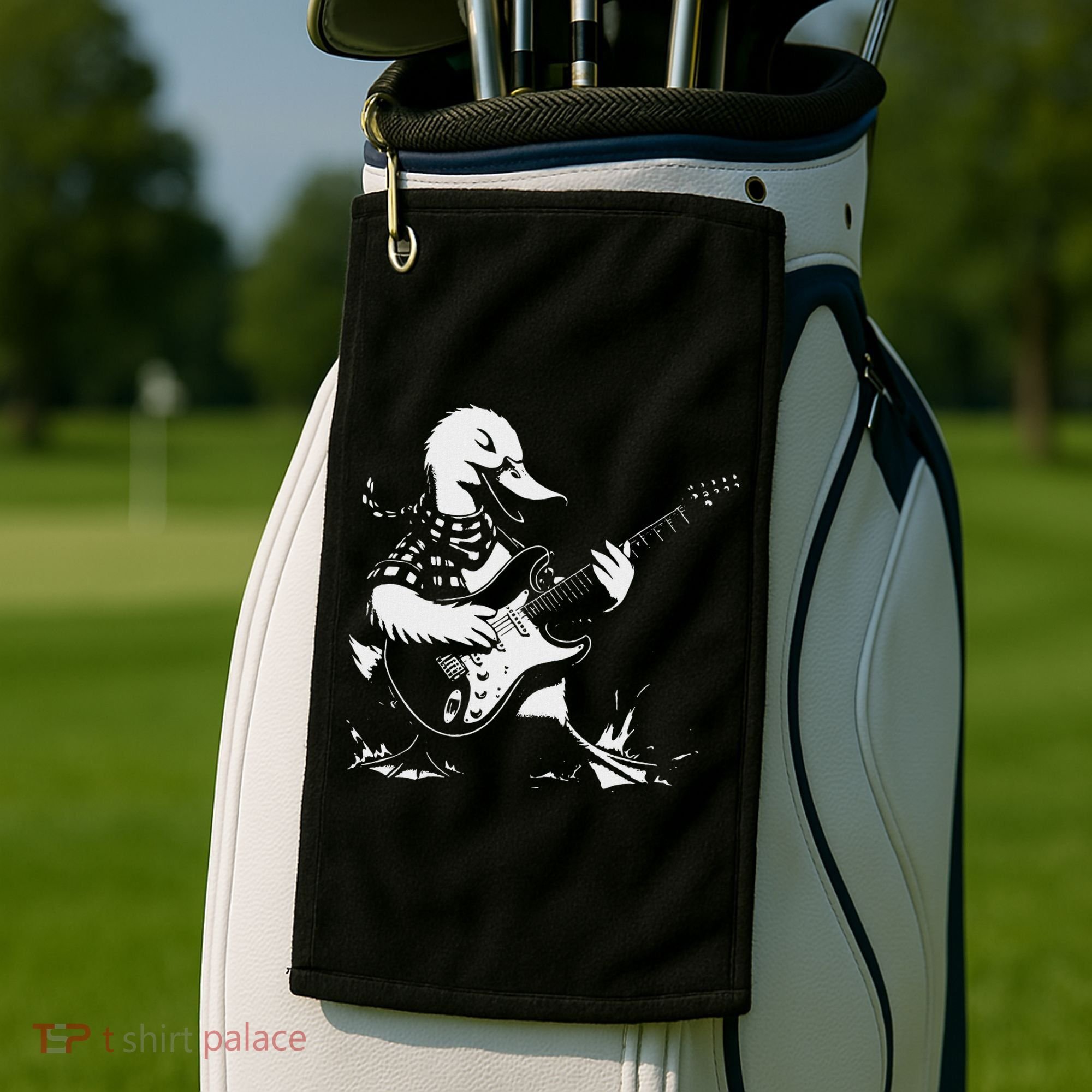 Duck Playing Bass Guitar For Animal Playing Guitar Golf Towel