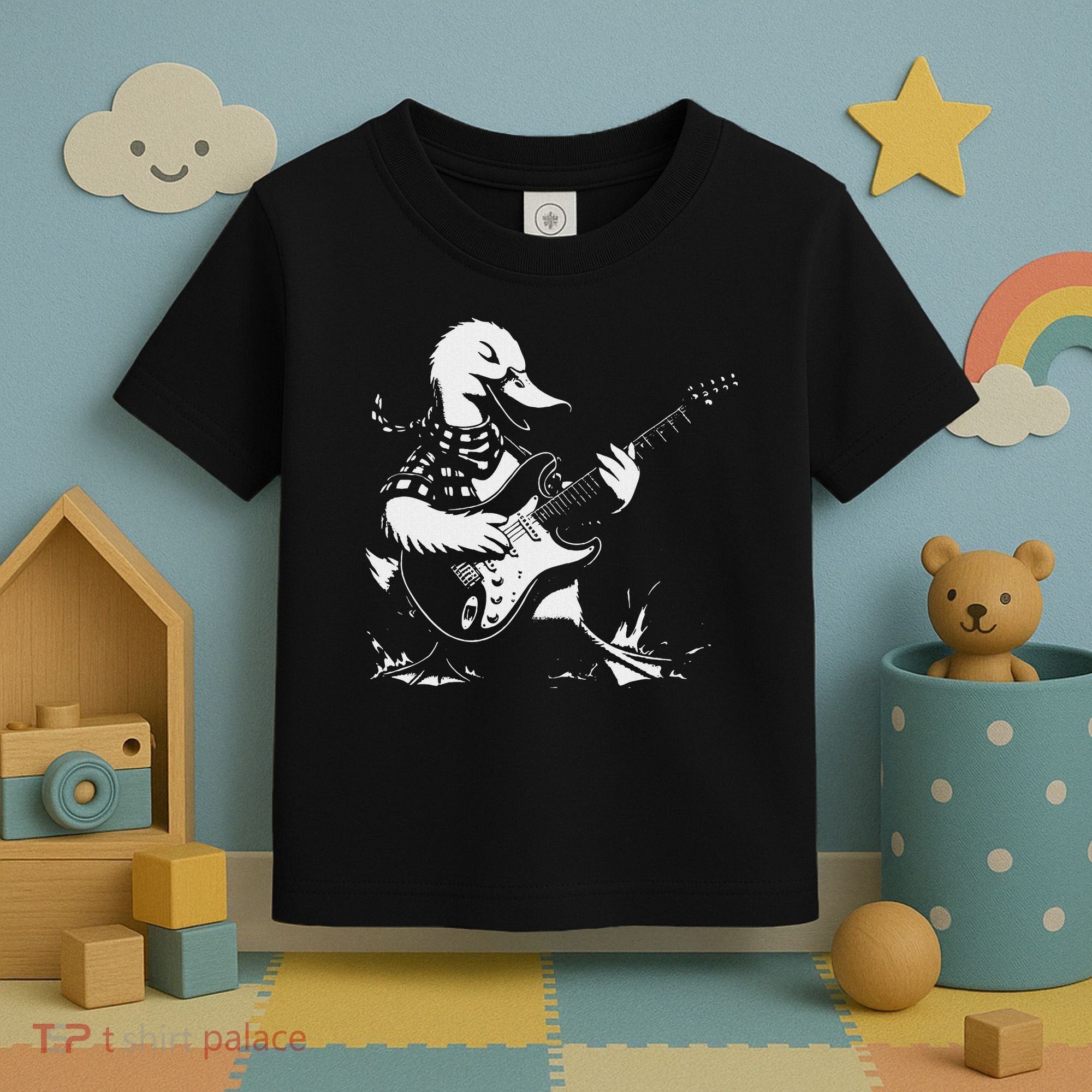 Duck Playing Bass Guitar For Animal Playing Guitar Toddler T-Shirt
