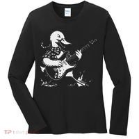 Duck Playing Bass Guitar For Animal Playing Guitar Women's Long Sleeve Shirt thumb 0